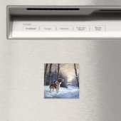 ブリタニースパニエル犬がそれを雪のクリスマスに許可 マグネット (インサイチュ (食洗機))