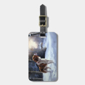 ブリタニースパニエル犬がそれを雪のクリスマスに許可 ラゲッジタグ (正面縦)