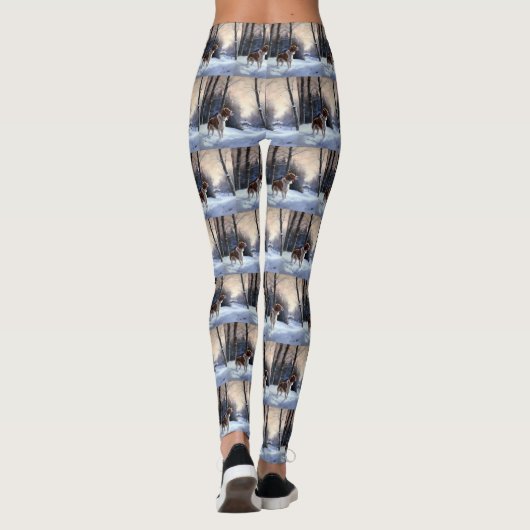 ブリタニースパニエル犬がそれを雪のクリスマスに許可 レギンス (裏面)