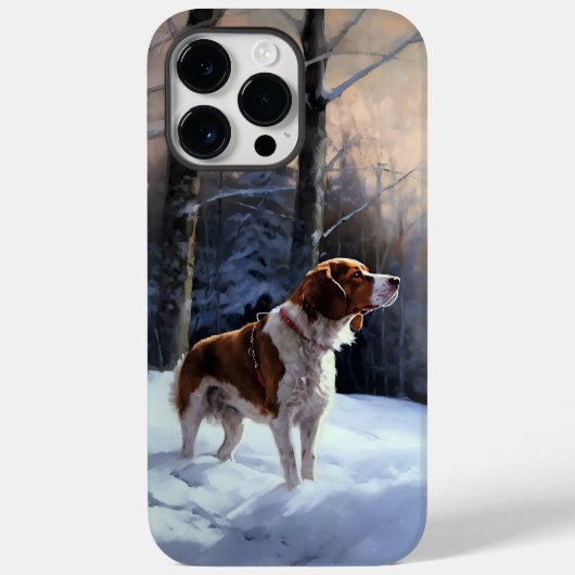 ブリタニースパニエル犬がそれを雪のクリスマスに許可 Case-Mate iPhoneケース (裏面)