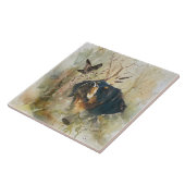 ブリタニースパニエル犬とウッドコック タイル (側面)