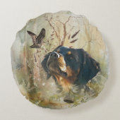 ブリタニースパニエル犬とウッドコック ラウンドクッション (裏面)