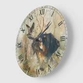 ブリタニースパニエル犬とウッドコック ラージ壁時計 (傾斜)