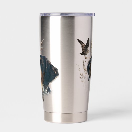 ブリタニースパニエル犬とウッドコック 保温保冷タンブラー (左面)