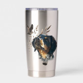 ブリタニースパニエル犬とウッドコック 保温保冷タンブラー (背面)