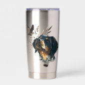 ブリタニースパニエル犬とウッドコック 保温保冷タンブラー (正面)