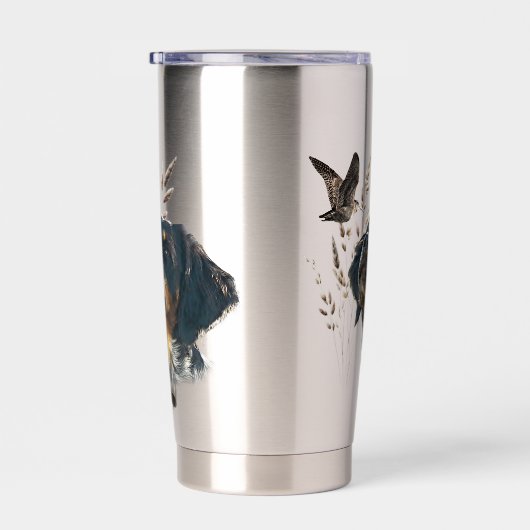 ブリタニースパニエル犬とウッドコック 保温保冷タンブラー (右面)