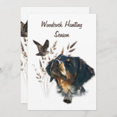 ブリタニースパニエル犬とウッドコック 招待状 (正面/裏面)