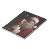 ブリタニースパニエル犬とサンタクロースのクリスマス ノートパッド (回転)