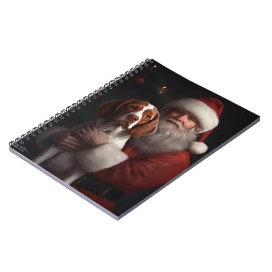 ブリタニースパニエル犬とサンタクロースのクリスマス ノートブック (左側)