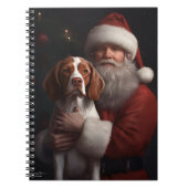 ブリタニースパニエル犬とサンタクロースのクリスマス ノートブック (正面)