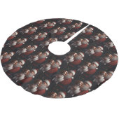 ブリタニースパニエル犬とサンタクロースのクリスマス ブラッシュドポリエステルツリースカート (アングル)