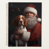ブリタニースパニエル犬とサンタクロースのクリスマス プランナー手帳 (正面)