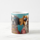 ブリタニースパニエル犬とハートバラバレンタインデー コーヒーマグカップ (中央)