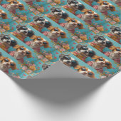 ブリタニースパニエル犬とハートバラバレンタインデー ラッピングペーパー (角)