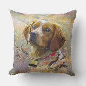 ブリタニースパニエル犬アートフェアサント狩り クッション (正面)