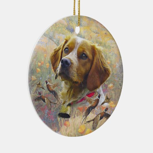 ブリタニースパニエル犬アートフェアサント狩り セラミックオーナメント (右)