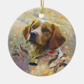 ブリタニースパニエル犬アートフェアサント狩り セラミックオーナメント (正面)