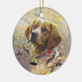 ブリタニースパニエル犬アートフェアサント狩り セラミックオーナメント (左)