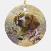 ブリタニースパニエル犬アートフェアサント狩り セラミックオーナメント (裏面)