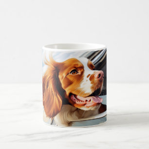 ブリタニースパニエル犬インカーウィンドウ コーヒーマグカップ
