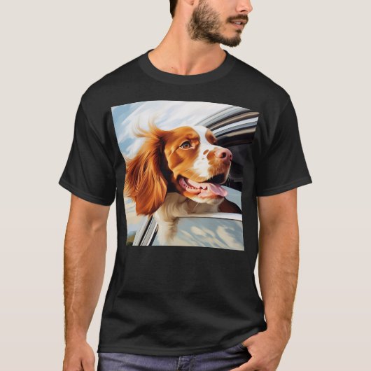 ブリタニースパニエル犬インカーウィンドウ Tシャツ (正面)