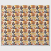 ブリタニースパニエル犬イン紅葉感謝祭アート ラッピングペーパー (フラット)