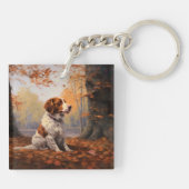 ブリタニースパニエル犬イン紅葉秋インスパイア キーホルダー (裏面)