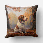 ブリタニースパニエル犬イン紅葉秋インスパイア クッション (裏面)