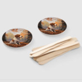 ブリタニースパニエル犬イン紅葉秋インスパイア ハンドファン (組立なし)