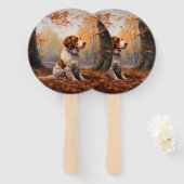 ブリタニースパニエル犬イン紅葉秋インスパイア ハンドファン (正面&裏面)