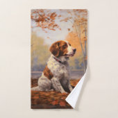 ブリタニースパニエル犬イン紅葉秋インスパイア バスタオルセット (ハンドタオル)