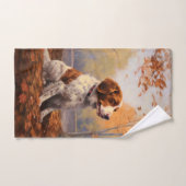 ブリタニースパニエル犬イン紅葉秋インスパイア バスタオルセット (ハンドタオル)