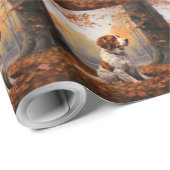 ブリタニースパニエル犬イン紅葉秋インスパイア ラッピングペーパー (ロールコーナー)