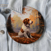 ブリタニースパニエル犬イン紅葉秋インスパイア 缶バッジ (インサイチュ)