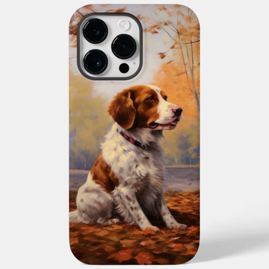 ブリタニースパニエル犬イン紅葉秋インスパイア Case-Mate iPhoneケース (裏面)