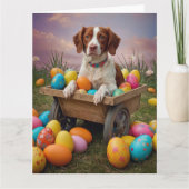 ブリタニースパニエル犬イースターエッグ カード (正面)