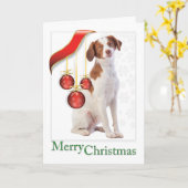 ブリタニースパニエル犬クリスマスカード カード (黄色い花)