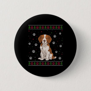 ブリタニースパニエル犬クリスマスセータークリスマスペットアニマル 缶バッジ