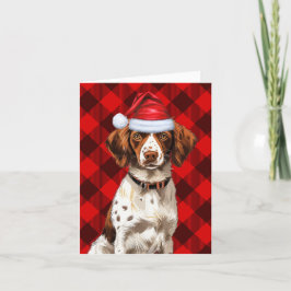 ブリタニースパニエル犬クリスマスドッグレッドプレイドクリスマス シーズンカード