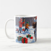 ブリタニースパニエル犬クリスマスフェスティバルスノーシーン コーヒーマグカップ (左)