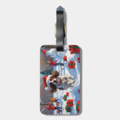 ブリタニースパニエル犬クリスマスフェスティバルスノーシーン ラゲッジタグ (裏面縦)