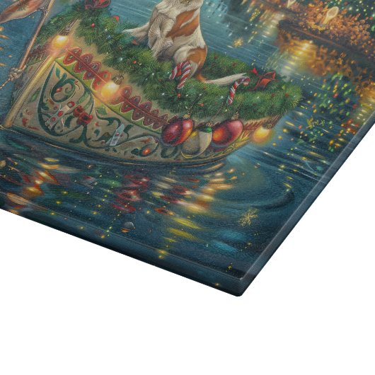 ブリタニースパニエル犬クリスマスフェスティバル航海 カッティングボード (角)