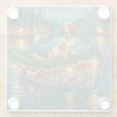 ブリタニースパニエル犬クリスマスフェスティバル航海 ガラスコースター (裏面)