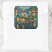 ブリタニースパニエル犬クリスマスフェスティバル航海 スクエアシール (バッグ)