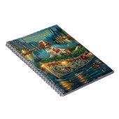 ブリタニースパニエル犬クリスマスフェスティバル航海 ノートブック (右側)