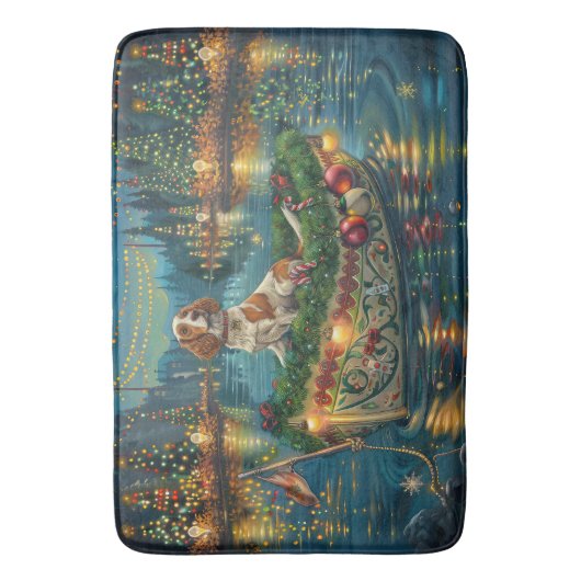 ブリタニースパニエル犬クリスマスフェスティバル航海 バスマット (正面縦)