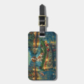 ブリタニースパニエル犬クリスマスフェスティバル航海 ラゲッジタグ (正面縦)