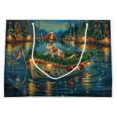 ブリタニースパニエル犬クリスマスフェスティバル航海 ラージペーパーバッグ (正面)