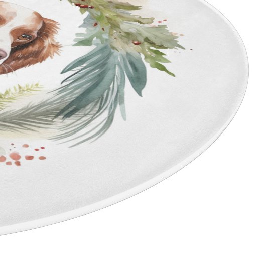 ブリタニースパニエル犬クリスマスリースフェスティバルカップ カッティングボード (角)